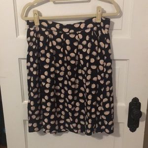 Polka dot midi skirt with pockets. Navy and pink.